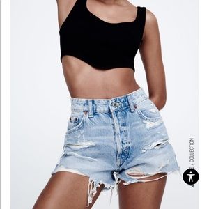Zara High Waisted Light Blue Jean Shorts